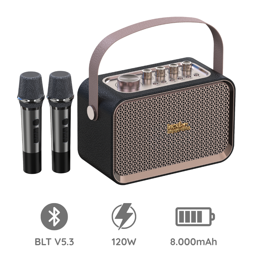 INEXT 901 - Loa Karaoke Bluetooth 2 MIC iNext 901, Có Quai Xách Tiện Lợi, Công Suất 120W - Bảo Hành 12 Tháng